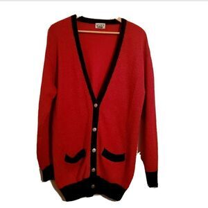 Koret Vtg Red & Black Long Knit Sweater Size XL